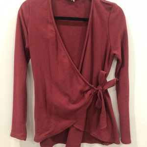 Dark red burgundy wrap top from Wasabi + Mint